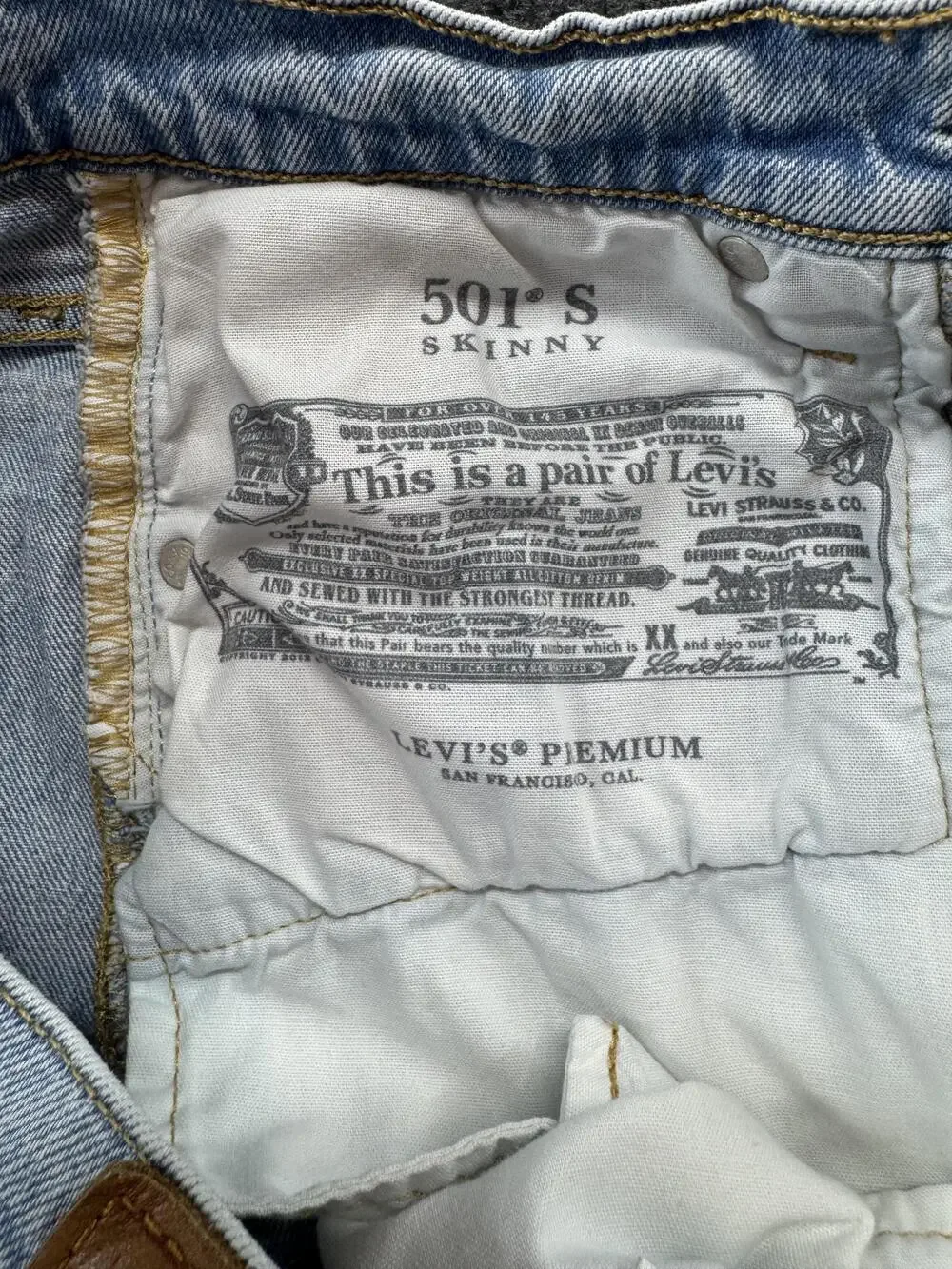 Levi's 501 S Skinny Jeans Womens W25 L28 Light Wash High Rise Raw Hem Denim